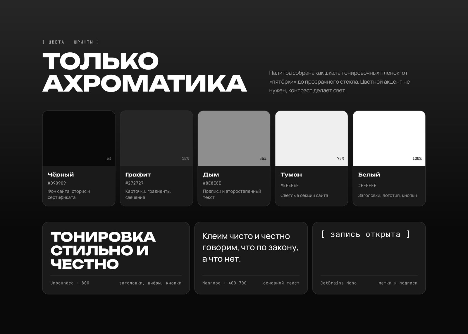 Палитра и шрифты